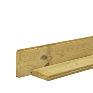 Rechtstreeks Van De Fabrikant Grenen profielplank 2,8 x 14,5 x 300 cm, groen geïmpregneerd.