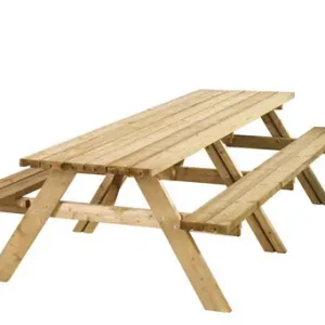 Express Levering Picknicktafel Lange Jan, 40 mm dik, bladmaat 300 x 70 cm, groen geïmpregneerd.