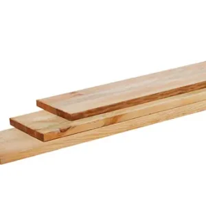 Korting Grenen geschaafde plank 1,5 x 14 x 400 cm, groen geïmpregneerd.