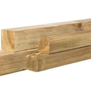 Grenen geschaafde paal 8,8 x 8,8 x 300 cm, zonder diamantkop, groen geïmpregneerd. Gecertificeerd