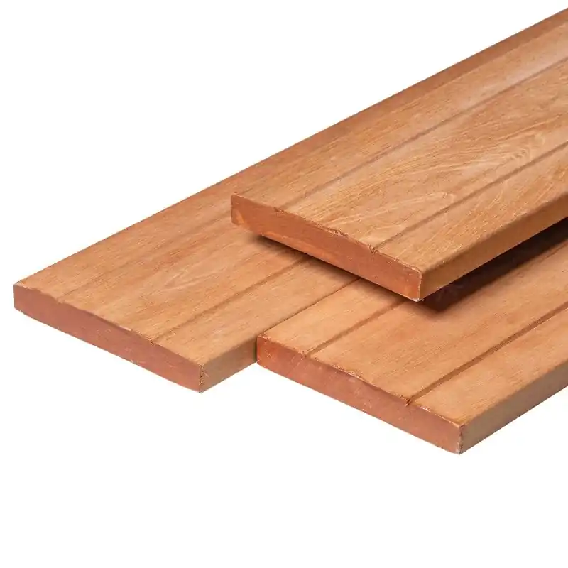Lage Prijs Bangkirai hardhout vlonderplank 2,8 x 19,0 x 305 cm kunstmatig gedroogd, geschaafd, 1 zijde V-groeven