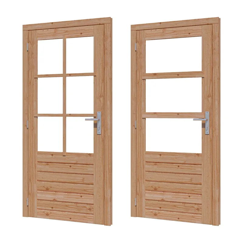 Douglas stapeldorpeldeur enkel (LD) (830×1942 mm) + kozijn (964×2013 mm) borstwering 689 mm Seizoensaanbieding