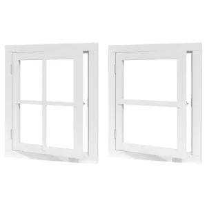 DOUGLAS Vleugelraam LD enkel 642×812 +kozijn 776x946mm wit gegrond Beperkte Voorraad