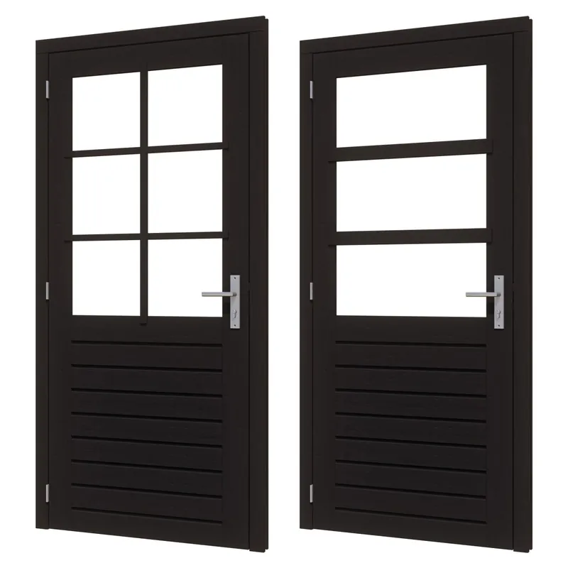 Douglas stapeldorpeldeur enkel Deluxe zwart (LD) (930×2120 mm) + kozijn (1064×2191 mm) borstwering 955 mm Express Levering