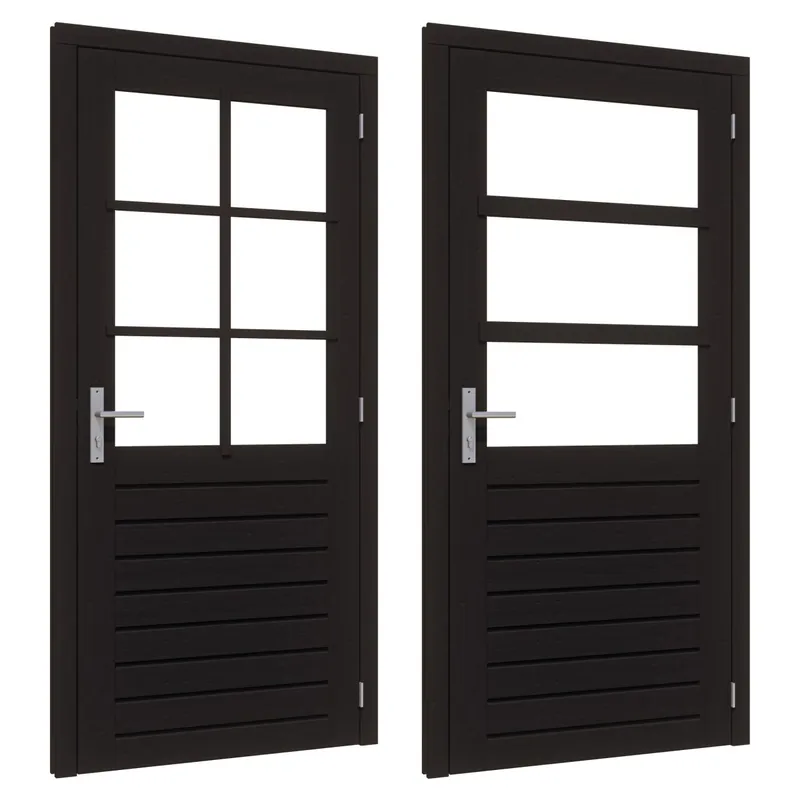 Seizoensaanbieding Douglas stapeldorpeldeur enkel Deluxe zwart (RD) (930×2120 mm) + kozijn (1064×2191 mm) borstwering 955 mm