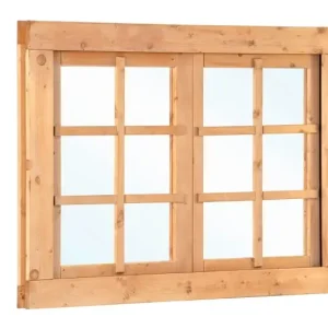 Actieprijs Douglas dubbel draairaam 6-ruits B125,2 x H90cm incl. 2 soorten roedes, RVS raambeslag, tochtrubber