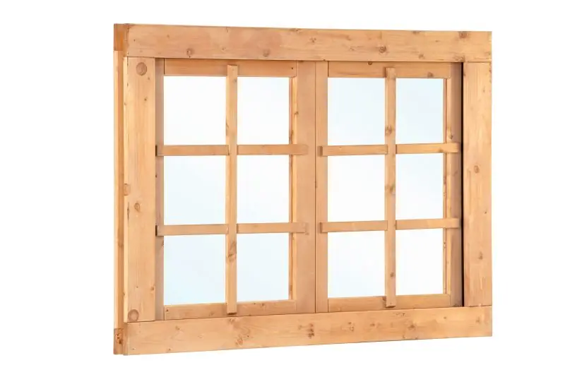 Actieprijs Douglas dubbel draairaam 6-ruits B125,2 x H90cm incl. 2 soorten roedes, RVS raambeslag, tochtrubber