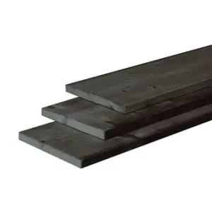 Finale Uitverkoop Douglas fijnbezaagde plank 2,2 x 20 x 300 cm, zwart gedompeld.