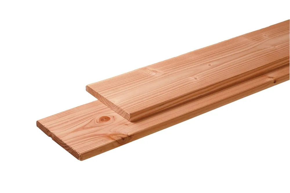 Tijdelijk Beschikbaar Douglas plank 1 zijde geschaafd, 1 zijde fijnbezaagd 2,8 x 24,5 x 500 cm, onbehandeld.