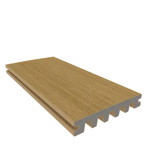 Newtechwood HKC co-extrusie enkelzijdig dekdeel houtstructuur 2,3 x 13,8 x 400 cm Op = Op