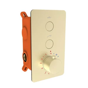 Best-design "clic-nancy" inbouwthermostaat & inb.box 2-weg 1/2" mat-goud Fabrieksprijs