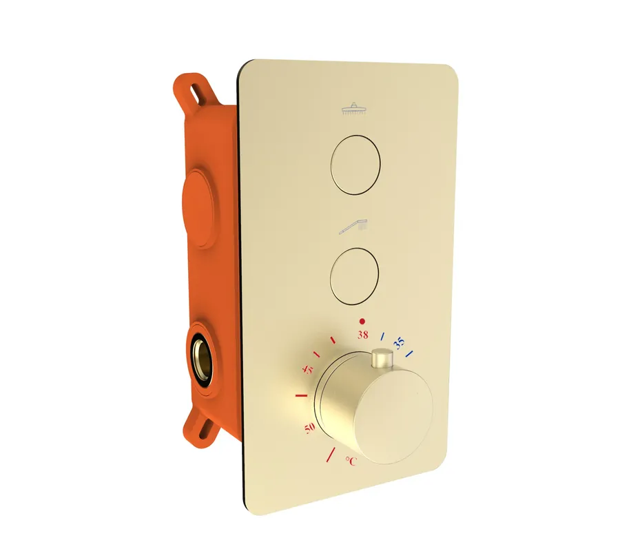 Best-design "clic-nancy" inbouwthermostaat & inb.box 2-weg 1/2" mat-goud Fabrieksprijs