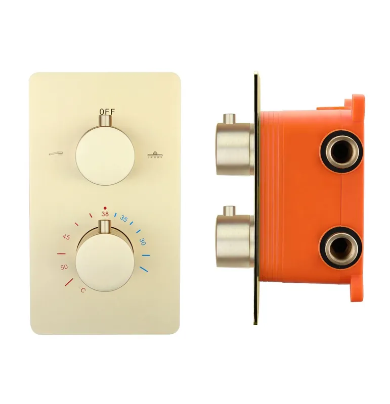 Best-design "nancy" inbouwthermostaat & inb.box 2-weg 1/2" mat-goud Favoriet