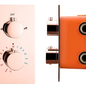 Best-design "lyon" inbouwthermostaat & inb.box 2-weg 1/2" ros?-mat-goud Populair