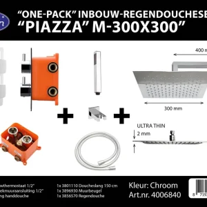 Best-design "one pack" inbouw-regendoucheset & inb.box "piazza vierkant m-300x300" Betaalbaar