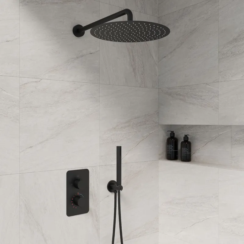 Best-design "one-pack" inbouw-regendoucheset "lacora-nero m-300" mat-zwart Beste Prijs