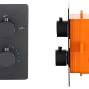 Best-design "nero-lacora" inbouwthermostaat & inb.box 2-weg 1/2" mat-zwart Fabrieksprijs