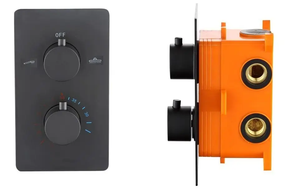 Best-design "nero-lacora" inbouwthermostaat & inb.box 2-weg 1/2" mat-zwart Fabrieksprijs
