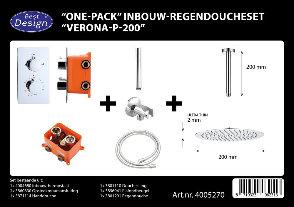 Best-design "one-pack" inbouw-regendoucheset "verona-p-200" Bestel Nu