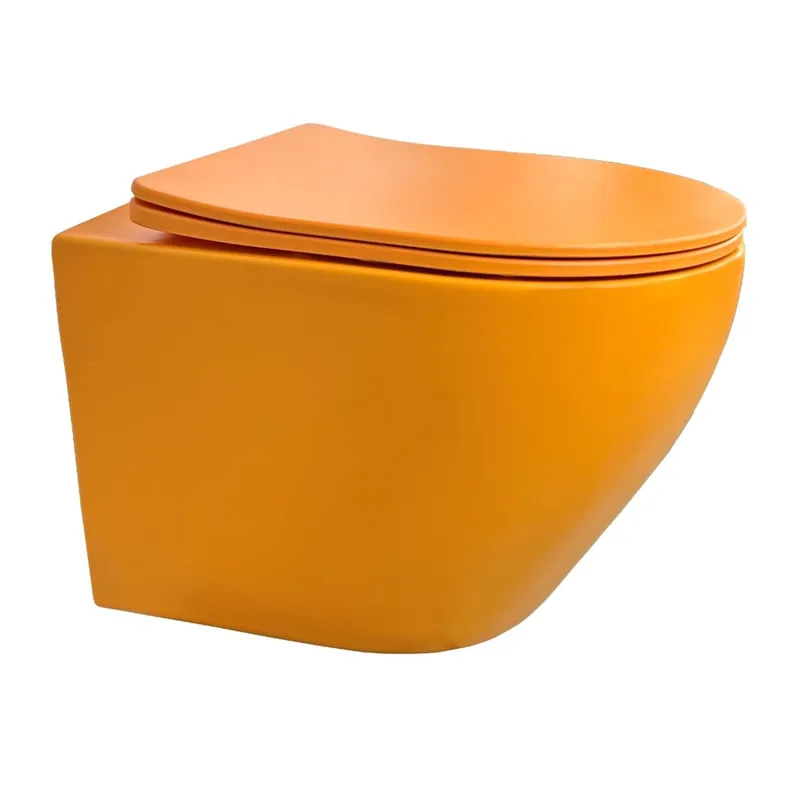 Best-design "morrano-49" wandcloset zonder-spoelrand incl. zitting mat-oranje Goedkoop