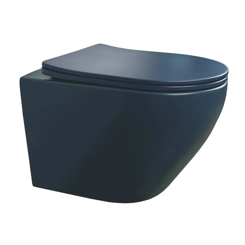 Best-design "morrano-49" wandcloset zonder-spoelrand incl. zitting mat-donkerblauw Koop Vandaag