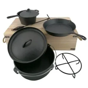 Koopje Bbq dutch oven gietijzeren set - cast iron 6 delig