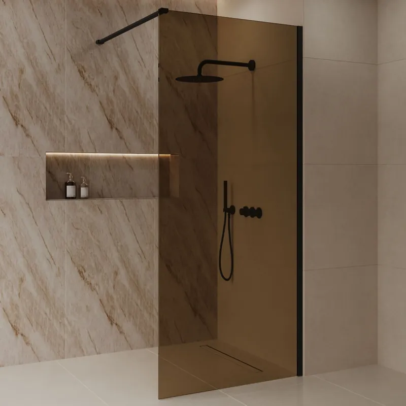 Best-design 'dalis-1000-nero-amber' inloopdouche nano 8mm glas Finale Uitverkoop