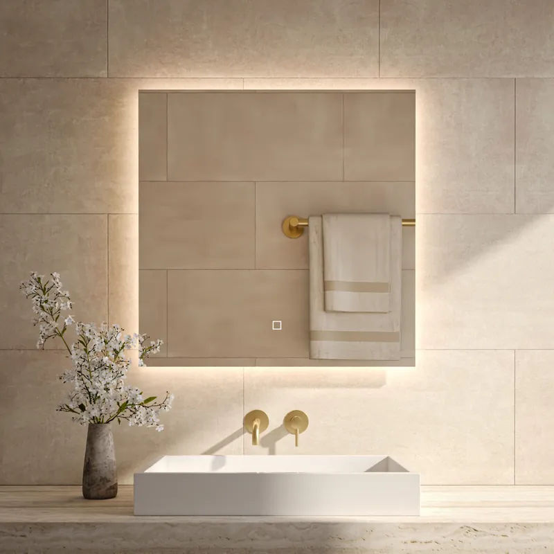 Best-design "firkant" vierkant spiegel incl.led verlichting 60x60cm Finale Uitverkoop