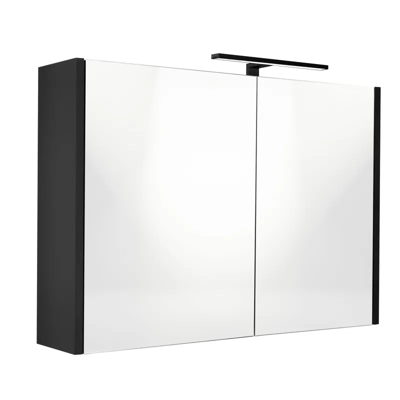 Korting Best-design "happy-black" mdf spiegelkast + verlichting 100x60cm