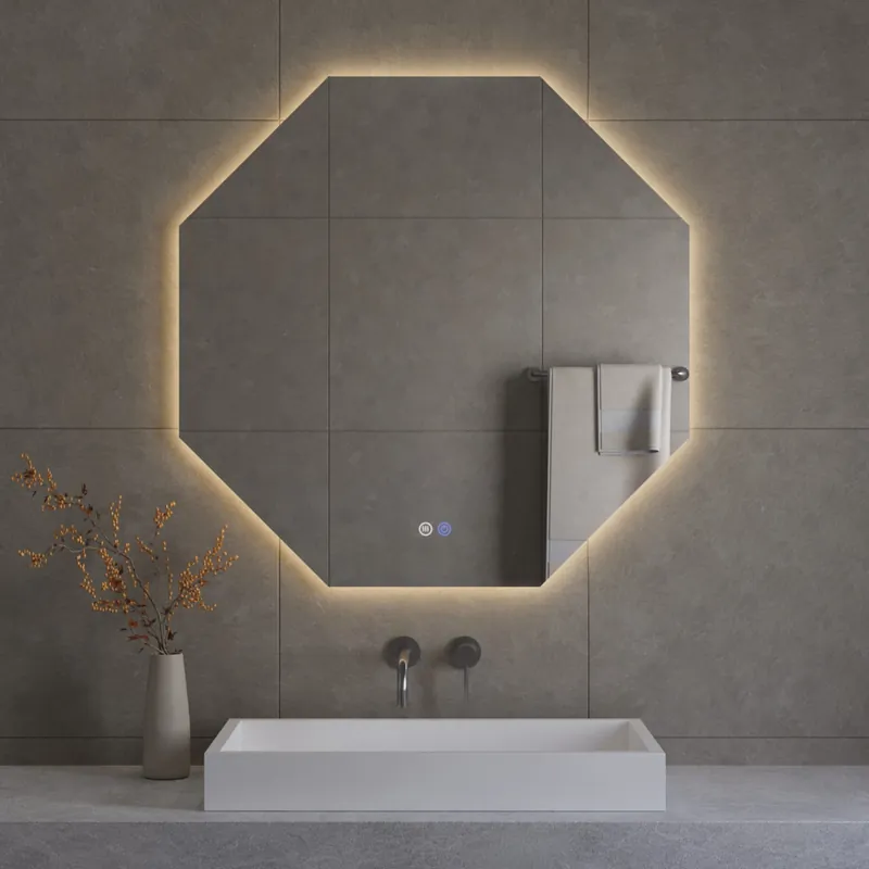 Voordeelprijs Best-design "honey" octagon spiegel incl.verwarming, 3 kleuren led verlichting, dimbaar 60x60cm