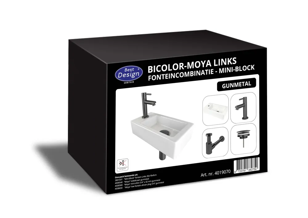 Best-design "one pack" fonteincombinatie "bicolor-moya" mini-block links Meest Verkocht
