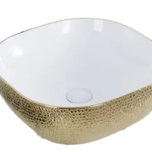 Gecertificeerd Best-design "royal-gold" krokodil motief opbouw-waskom goud / glans-wit