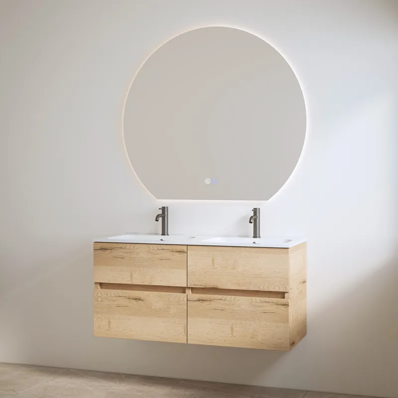 Best-design badkamermeubelset "bora" halifax onderkast + duo wastafel met 2 kraangaten 120cm Goedkoop