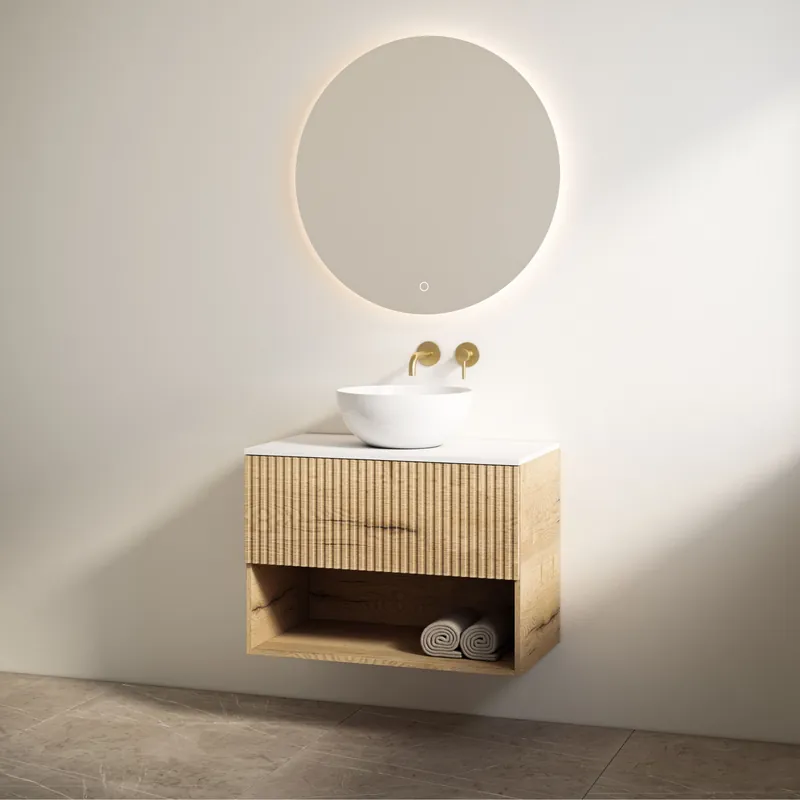 Best-design badkamermeubelset "rigatti-100" halifax onderkast + mat-wit meubelblad 100 cm Rechtstreeks Van De Fabrikant