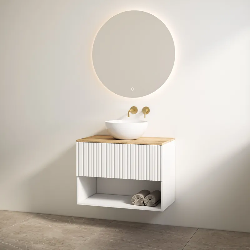 Best-design badkamermeubelset "rigatti-100" mat-wit onderkast + halifax meubelblad 100 cm Superprijs