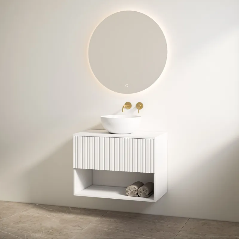 Hete Deal Best-design badkamermeubelset "rigatti-78" mat-wit onderkast + mat-wit meubelblad 78 cm