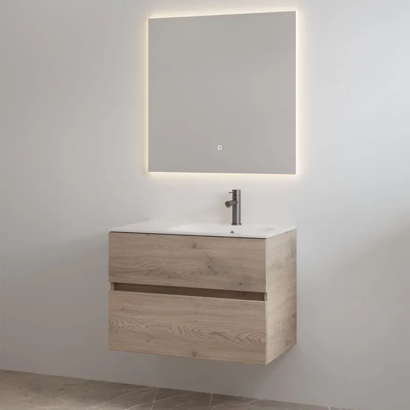 Best-design badkamermeubelset "splash-80" frosted brown onderkast + wastafel met kraangat 80cm Voordeelprijs