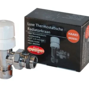 Best-design luxe "thermostatische radiatorkraan haaks" 1/2''x15mm Snelle Levering