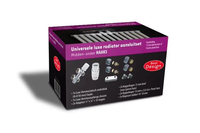 Best-design luxe radiator-aansluitset "midden onder haaks" universeel (ds-paars) Op = Op