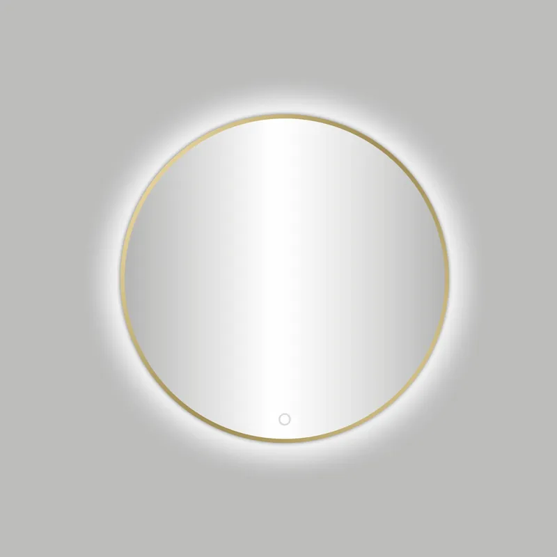 Best-design nancy "veneti?-thin" ronde spiegel incl.led verlichting diameter 80cm mat-goud Actieprijs