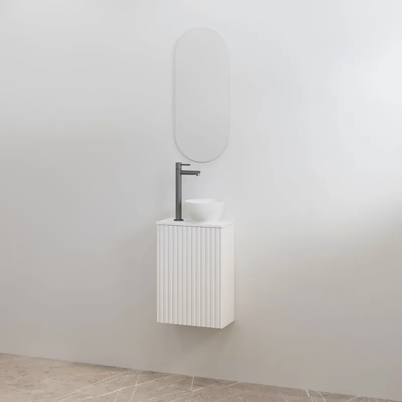 Best-design toiletmeubelset "mali" mat-wit onderkast + mat-wit meubelblad Op = Op