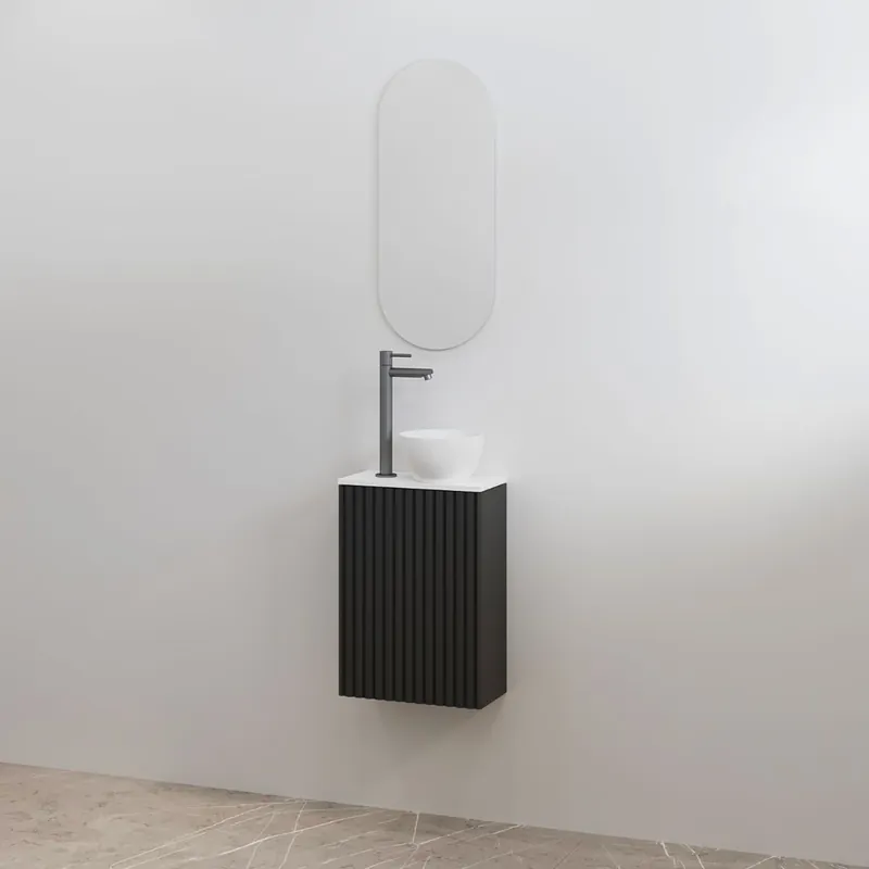 Best-design toiletmeubelset "mali" mat-zwart onderkast + mat-wit meubelblad Populair