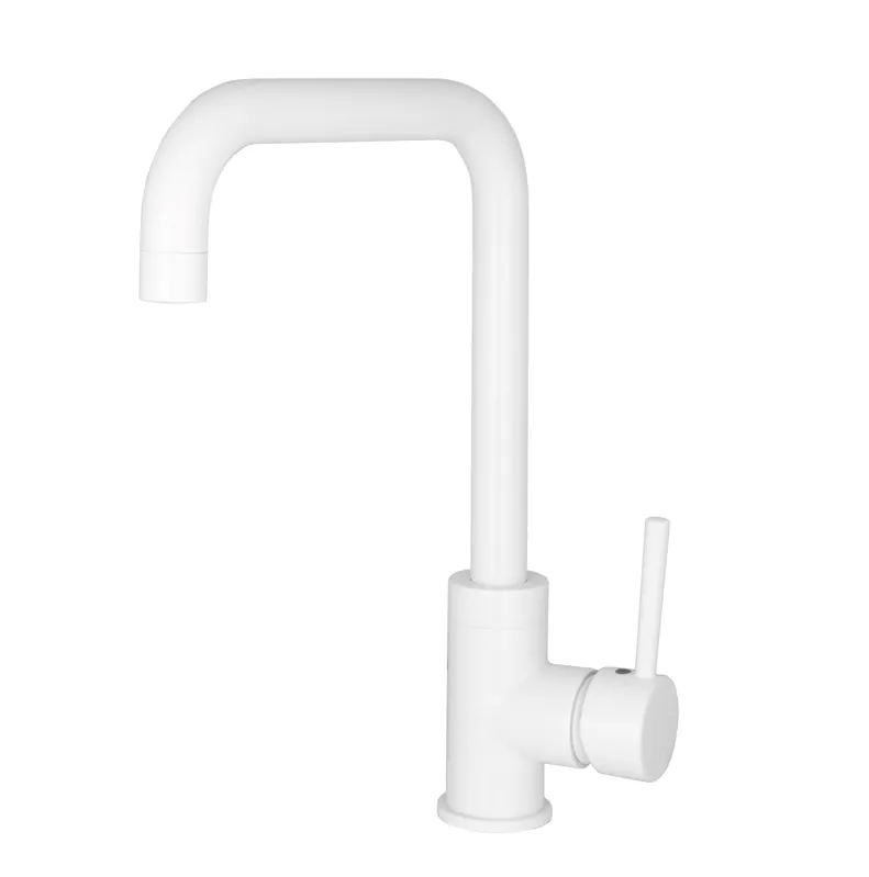 Best-design white "zembro" keukenmengkraan met drb.uitloop & cold start functie h=32 cm mat-wit Dagaanbieding