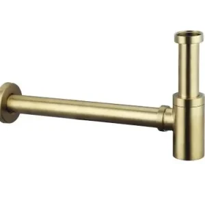 Design afvoersifon rond geborsteld goud 33cm Koopje