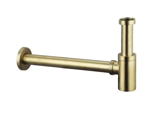 Design afvoersifon rond geborsteld goud 33cm Koopje