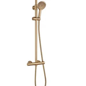 Beste Prijs Elite opbouw regendouche thermostatisch geborsteld goud 25cm hoofddouche