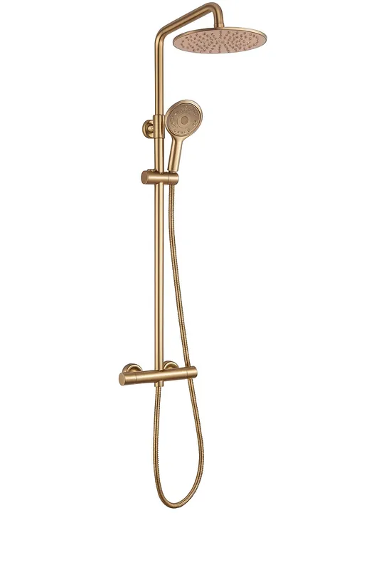 Beste Prijs Elite opbouw regendouche thermostatisch geborsteld goud 25cm hoofddouche