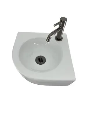 Actieprijs Fonteinset lotte keramiek met gun metal kraan en sifon