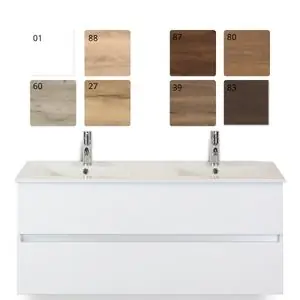 Lorencio Badmeubelset 120cm 2 laden en dubbele wasbak met keramische wastafel enjoy Direct Verzonden