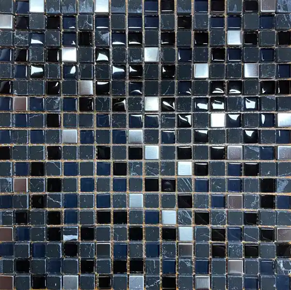 Exclusieve Aanbieding Mozaiek 15mm edel schwarz 1,5x1,5 cm (30x30cm) (sample)